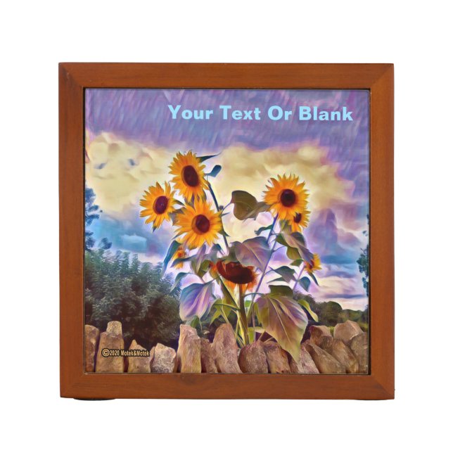 Sunflowers On Rock Wall Desk Organizer (Front)