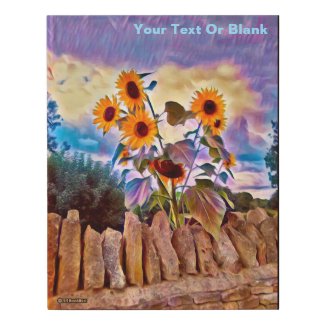 Sunflowers On Rock Wall Faux Canvas Print