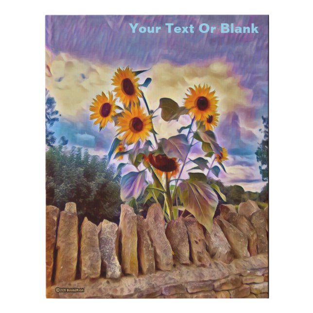 Sunflowers On Rock Wall Faux Canvas Print (Front)