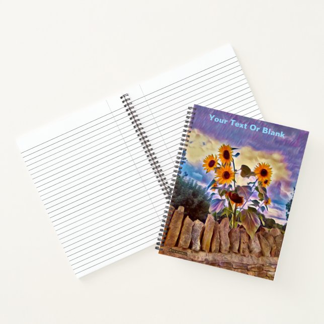 Sunflowers On Rock Wall Notebook (Inside)