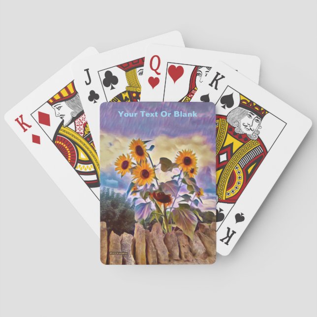 Sunflowers On Rock Wall Poker Cards (Back)