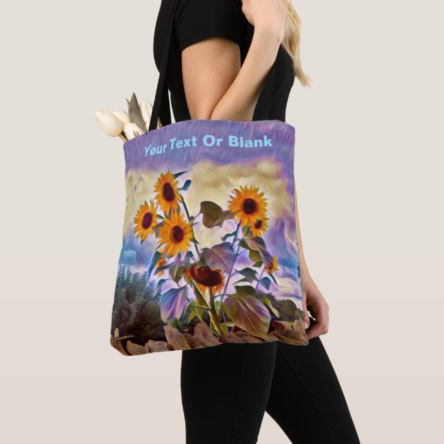Sunflowers On Rock Wall Tote Bag (Close Up)