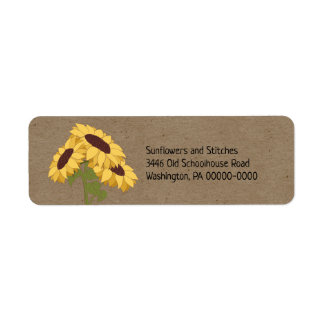 Sunflowers on Rustic Kraft Return Address Label