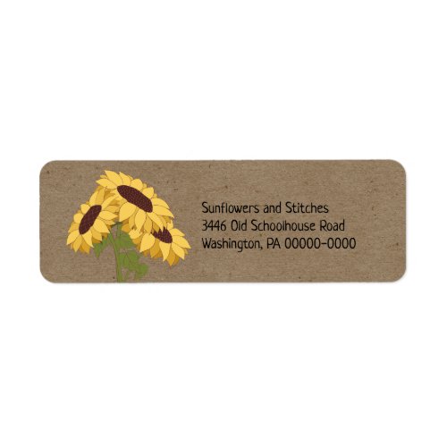 Sunflowers on Rustic Kraft  Return Address Label