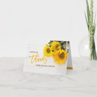 Sunflowers on Rustic Wood Thank You Card