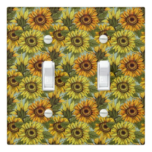 Sunflowers on Sage Background Foliage Orange Yello Light Switch Cover