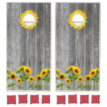 Sunflowers On Weathered Wood Background Cornhole Set at Zazzle
