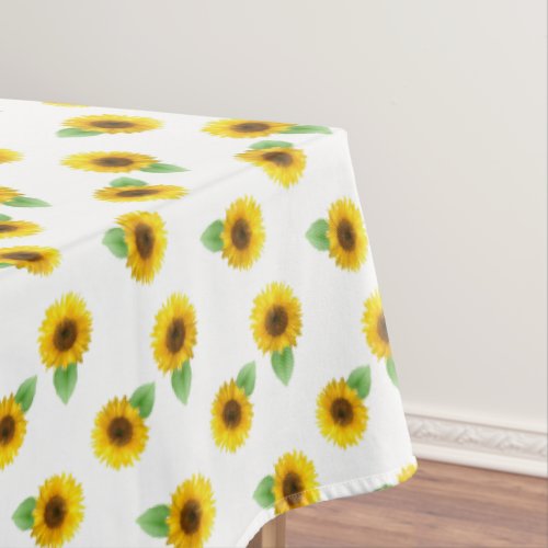 Sunflowers on White Tablecloth