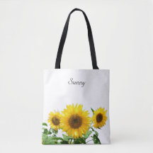 Sunflowers on white tote bag