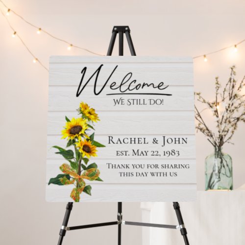 Sunflowers On White Wood Vow Renewal   Foam Board