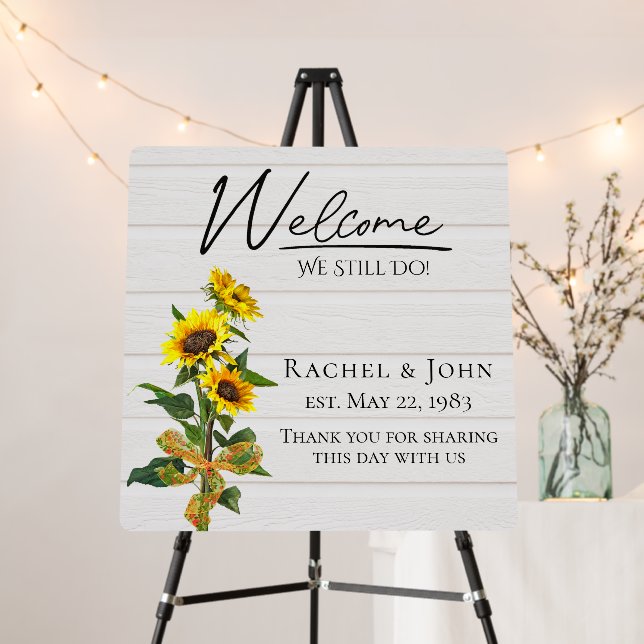 Sunflowers On White Wood Vow Renewal   Foam Board (In Situ (Stand))