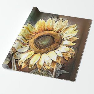 Sunflowers On Window Modern Art Collection Wrapping Paper
