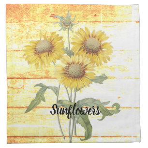 Sunflowers on wood cloth napkin