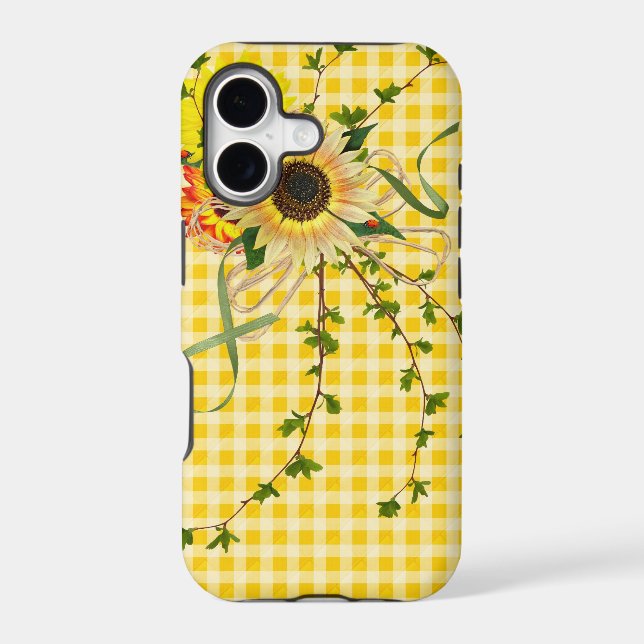 Sunflowers on Yellow and White Gingham Case-Mate iPhone Case (Back)