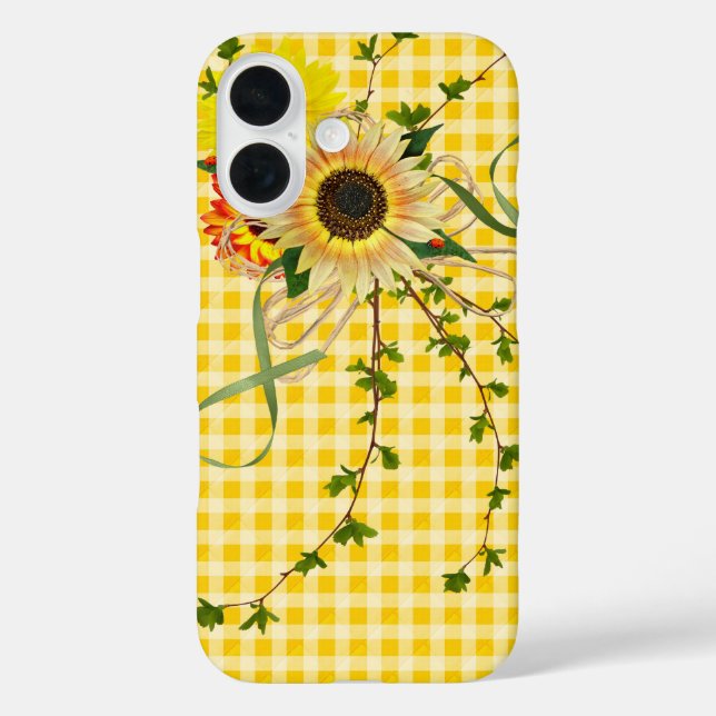 Sunflowers On Yellow Gingham Case-Mate iPhone Case (Back)