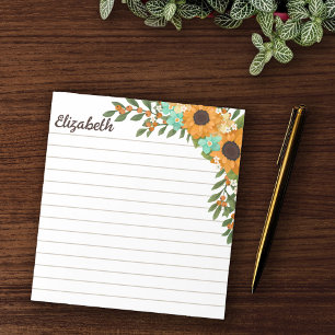 Sunflowers Orange Berries Lined Your Name Notepad