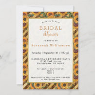 Sunflowers Orange Yellow Bees Stripe Bridal Shower Invitation