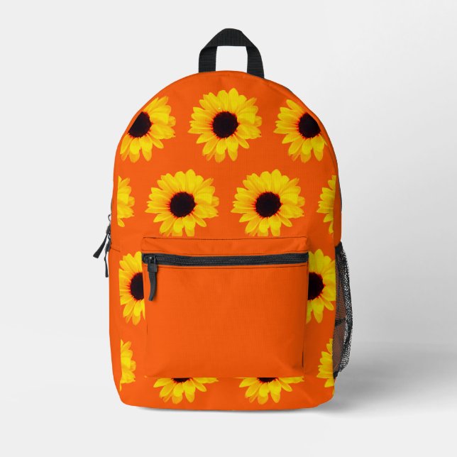 Sunflowers Orange Yellow Black Print Cut Sew Bag (Front)