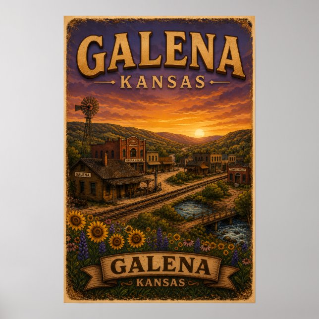 Sunflowers Over Galena Kansas Landscape Poster (Front)