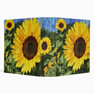 Sunflowers Painted Fence 3 Ring Binder