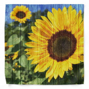 Sunflowers Painted Fence Bandana