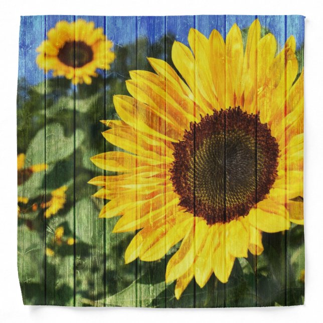 Sunflowers Painted Fence Bandana (Front)