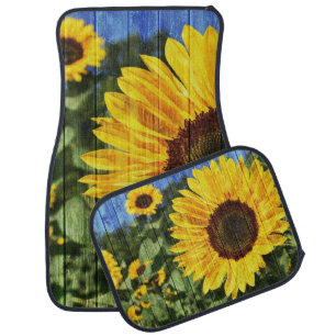 Sunflowers Painted Fence Car Floor Mat