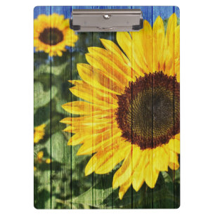 Sunflowers Painted Fence Clipboard