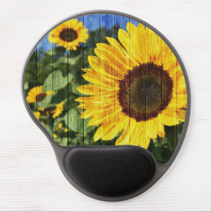 Sunflowers Painted Fence Gel Mouse Pad