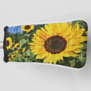 Sunflowers Painted Fence Golf Head Cover