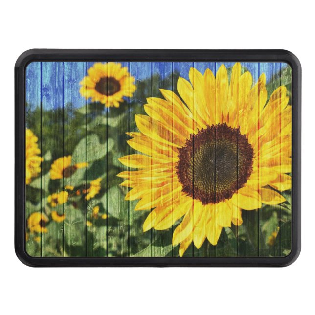 Sunflowers Painted Fence Hitch Cover (Front)