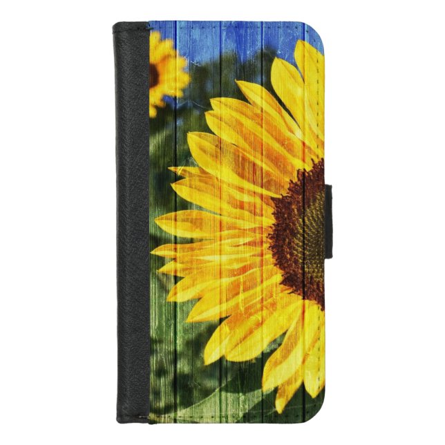 Sunflowers Painted Fence iPhone Wallet Case (Front)
