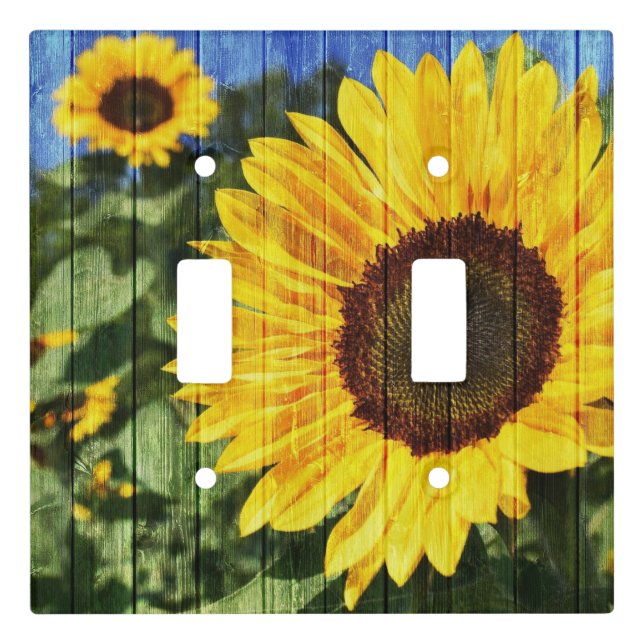 Sunflowers Painted Fence Light Switch Cover (Front)