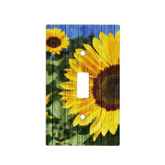 Sunflowers Painted Fence Light Switch Cover (Front)