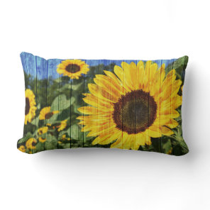 Sunflowers Painted Fence Lumbar Pillow