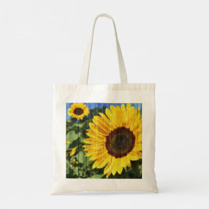 Sunflowers Painted Fence Tote Bag