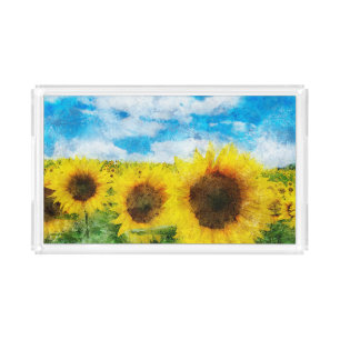 Sunflowers painting acrylic tray