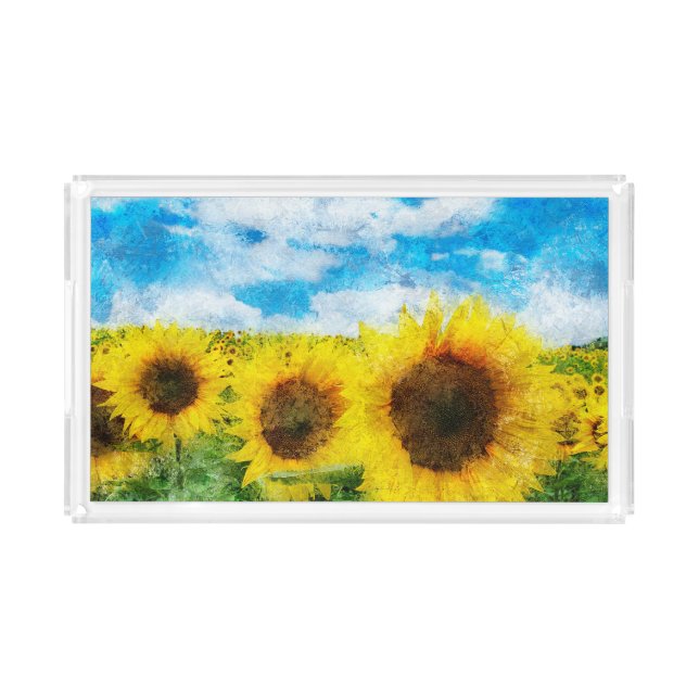 Sunflowers painting acrylic tray (Front)