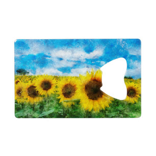 Sunflowers painting credit card bottle opener