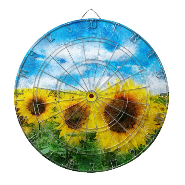 Sunflowers painting dart board (Front)