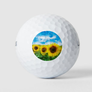 Sunflowers painting golf balls
