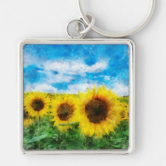 Sunflowers painting keychain (Front)