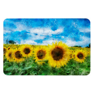 Sunflowers painting magnet