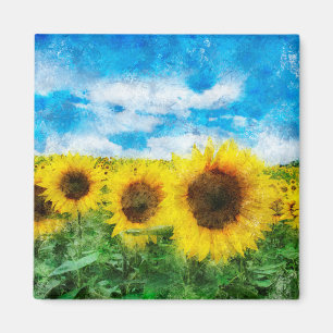Sunflowers painting magnet