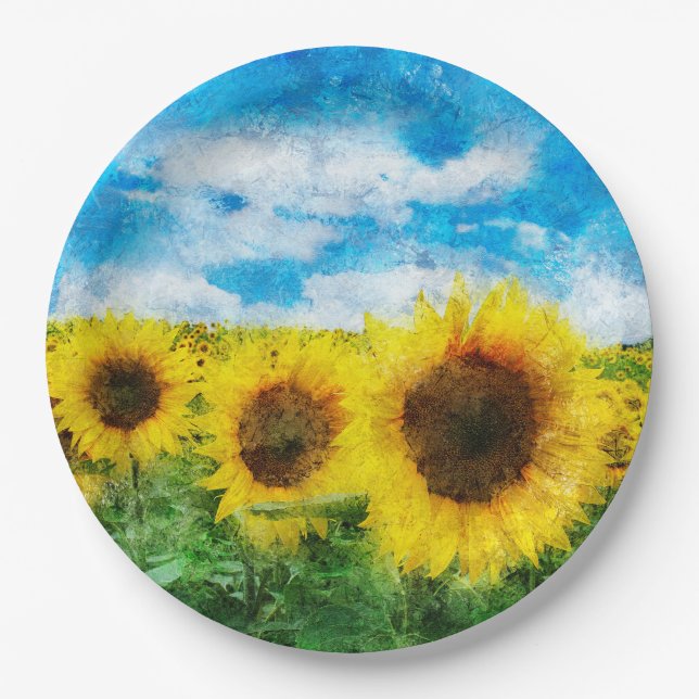 Sunflowers painting paper plates (Front)