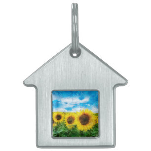 Sunflowers painting pet ID tag