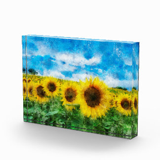 Sunflowers painting photo block