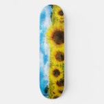 Sunflowers painting skateboard