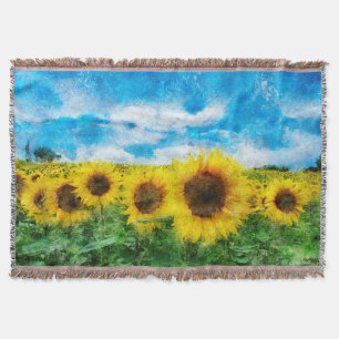 Sunflowers painting throw blanket
