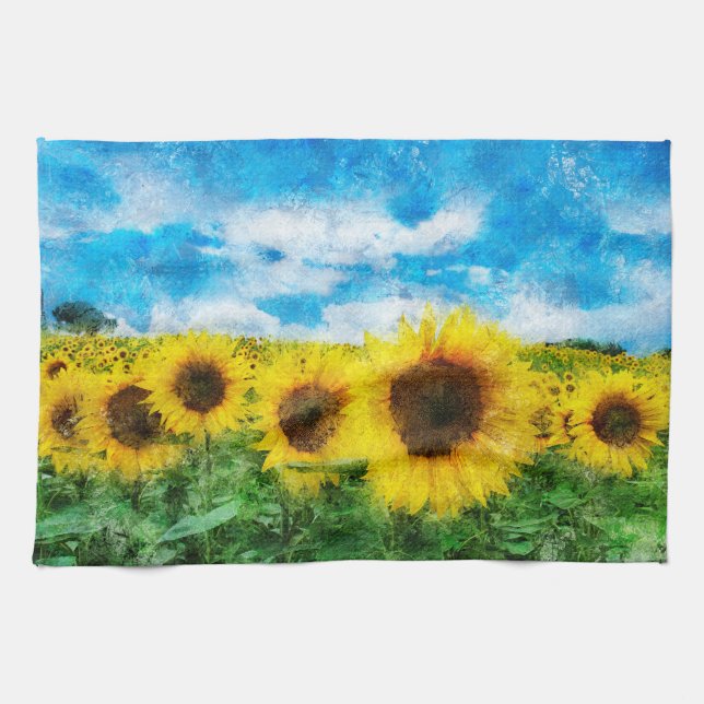 Sunflowers painting towel (Horizontal)